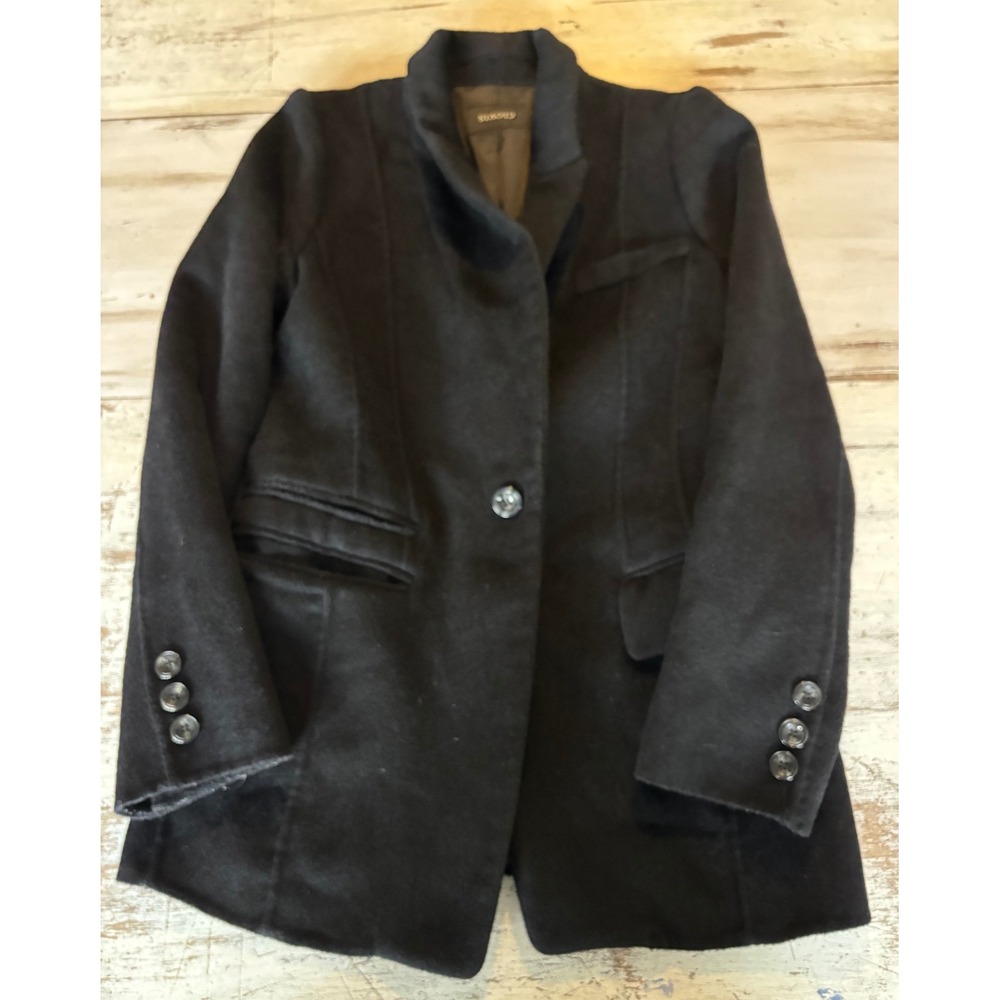 CLOVIS tailored wool blazer women sz small black single button structured jacket